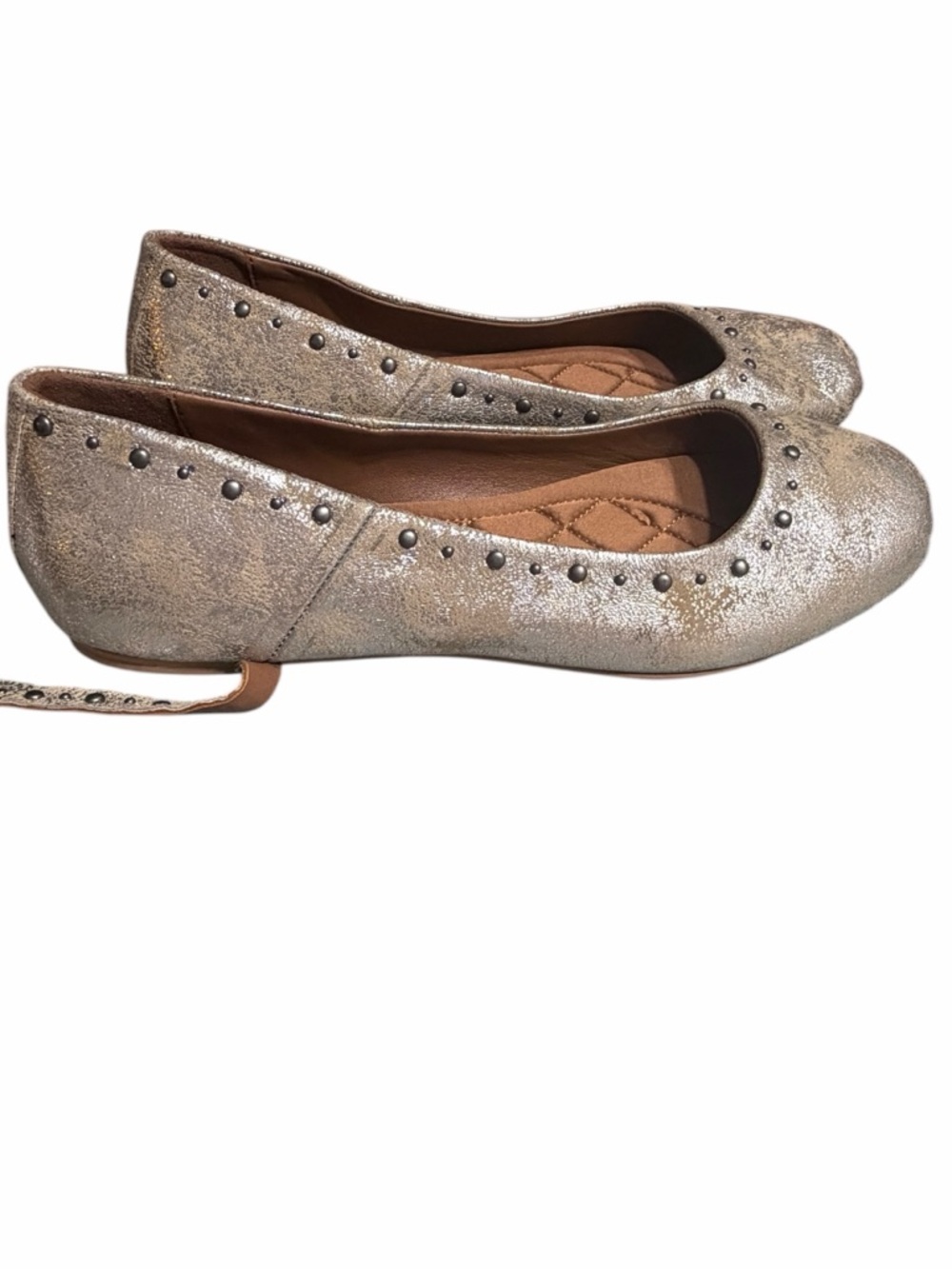Free People Silver Metallic Studded Ballet Flats - Picture 4 of 13